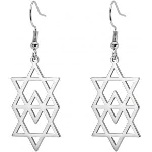 Kal-Boucles D'oreilles Pendantes En Acier Inoxydable Avec Inscription Hébraïque Hébraïque Et Diamant Bleu - Neuf
