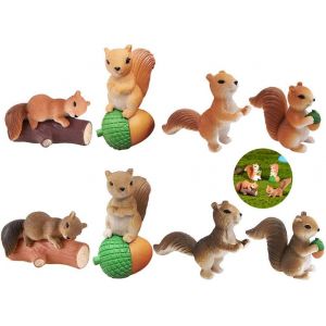 8 Pcs Écureuil Figurines Miniatures Accessoires De Jardin Micro-Paysage De Décoration De Jardin Pour La Famille D'anniversaire En Forme De Gâteau - Neuf