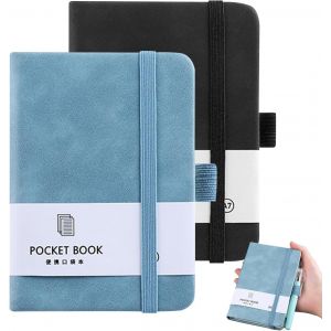 Chenquansarl-Lot De 2 Petits Carnets De Notes A7 - Avec Poche Pour Stylo - Avec 200 Pages - Avec Fermeture Élastique - Pour L'école, Le Travail, Le Travail De Bureau, Les Voyages - Neuf
