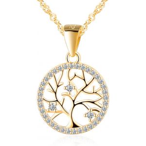 Kales-Collier Pour Femme En Argent Sterling 925 Avec Pendentif Arbre De Vie En Zircone Cubique,Doré,Argent - Neuf