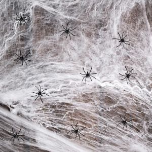 Toile D'araign&eacute;e Halloween,Halloween Daraign&eacute;e Toile D&eacute;coration,60g Toile D'araign&eacute;es Extensible,Avec 10 Araign&eacute;es, Toile D'araign&eacute;e Blanche D&eacute;coration,Extensibles Toiles D'araign&eacute;e,Pour Hallowee - Neuf