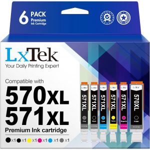 Pgi-570 Cli-571Xl D'Encre Compatible Pour Canon 570 571Xl Pour Canon Ts5050 Pour Pixma Ts5055 Mg5750 Mg6850 Mg6852 Mg5751 Mg5752 Mg5753 Mg6851 Ts5051(Pgbk Noir Cyan Magenta Jaune Gris, 6Pack) - Neuf