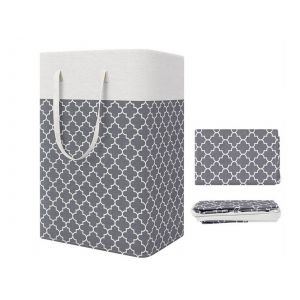 Panier &agrave; linge pliable 75 L avec rev&ecirc;tement imperm&eacute;able - Gris - Neuf