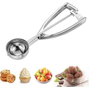 Cuill&egrave;re &Agrave; Glace De 4 Cm En Acier Inoxydable 304 Avec G&acirc;chette, Id&eacute;ale Pour Les Pur&eacute;es De Fruits Et Autres Pr&eacute;parations Glac&eacute;es. - Neuf