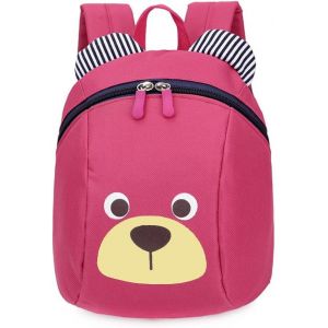Sac À Dos Enfant Ours Cartable Bébé Sac Scolaire Maternelle Sac À Dos Mignon De Cartoon Anti Lost Laisse Harnais De Sécurité Sangle Garcon Fille 1-3 Ans (Rose Rouge) - Neuf