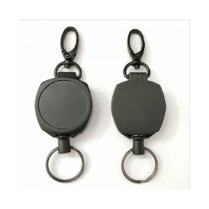 Lot De 2 Porte-Clés Mousquetons Rétractables Robustes Avec Cordon En Acier - Porte-Badge Durable Pour Clés Et Accès D'identification - Neuf
