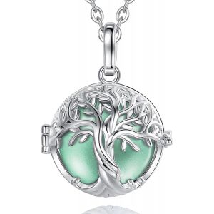 Bola Grossesse Arbre De Vie,Pendentif Bola De Grossesse Plaqu&eacute; Argent Bijoux Cadeau Femme Enceinte/Future Mamans,Deux Cha&icirc;nes 76 114 Cm - Neuf