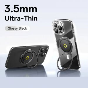 Baseus Support De Téléphone Magnétique Anneau De Doigt Boucle Magsafe Charge Sans Fil Pour Iphone 17 Air 16 Pro Max 360°Support De Bureau Rotatif-Glossy Black- - Neuf
