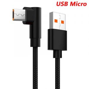 Nnbili 6a C&acirc;ble Usb Type C 90 Degr&eacute;s Pour Oppo 66w Cordon De Charge Rapide Pour Honor Huawei Oneplus Realme Usb Micro Chargeur Fil De Donn&eacute;es.Usb Micro Black.0.25 M - Neuf