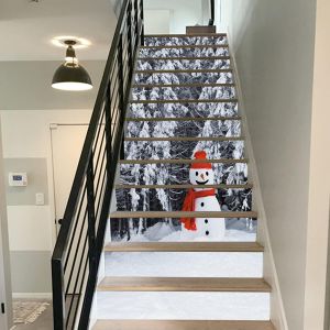 3D Neige de l'Hiver des Arbres de Bonhomme de neige de l'Escalier Autocollants Auto-Adh&eacute;sifs Ch - Neuf