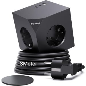 PD20W Cube Multiprise avec USB C, 3 Prises, Cube avec Coussinet Magn&eacute;tique, Multiprise 6 en 1, Adaptateur de Prise Murale avec Rallonge de 3 M&egrave;tres, pour Bureau, Maison,Vert - Neuf