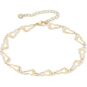 Eryi-Bracelet De Cheville Pour Femmes Plaqué Or 14 Carats Bracelet De Cheville Marguerite Dainty Lune Étoile ?il Maléfique Bijoux De Pied Ajustable Pour Plage Bohème Cadeau Pour Enfant Ado Fille - Neuf