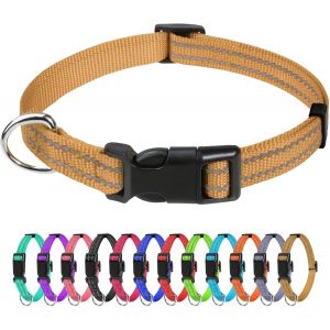 Eryi-Collier Pour Chien, Collier En Nylon Réfléchissant Réglable Classique Convient Pour Chiot, Marron, 1.5cm Largeur - Neuf