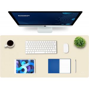 DDA-Tapis de Bureau, Tapis Bureau, Tapis Bureau Sous Main 43cm x 90cm, Tapis de Portable, Sous Main Bureau pour Bureau et Maison, Double Face (Crème Ivoire) - Neuf