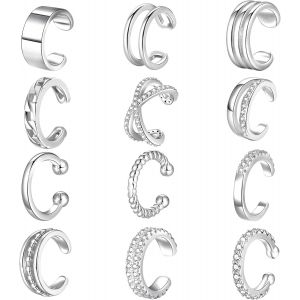 Kal-Pcs Manchette D'oreille Pour Femme Faux Piercing Oreille R&eacute;glables L&eacute;g&egrave;res Boucles Oreille Sans Trou Ear Cuff Non Piercing Plaqu&eacute;es Or 14k Helix Cartilage Boucles D'oreille Ensemble - Neuf