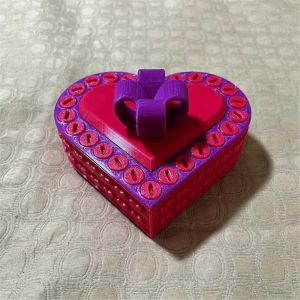Coffret cadeau en forme de coeur imprim&eacute; en 3D,cadeau de Saint-Valentin,or et rouge - Neuf