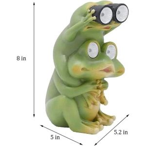 Statue de grenouille d&eacute;corative d'ext&eacute;rieur &iquest; Figurines solaires, sculptures d'animaux dr&ocirc;les et mignonnes, d&eacute;corations ext&eacute;rieures pour porche, jardin, pelouse, patio, cadeaux imperm&eacute;ables - Neuf