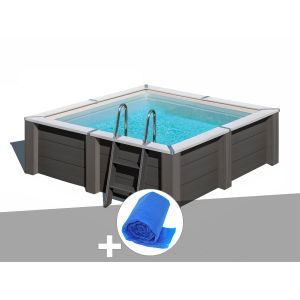 Kit piscine composite Gr&eacute; Avant-Garde carr&eacute;e 3,15 x 3,15 x 0,96 m + B&acirc;che &agrave; bulles - Neuf