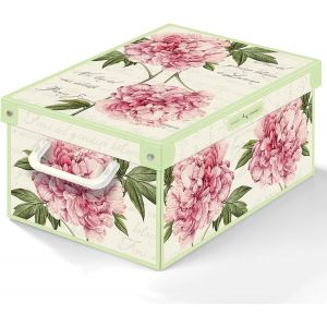 KALANKA-Collection Peonie Pivoines Boite de Rangement avec Couvercle, Boite en carton, Rangement Vetement, Rangement Chambre, Bureau, Panier de Rangement, Organisateur Tiroir, Boite Cadeau, SMALL - Neuf