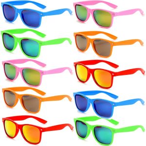 Kathlelxh-Lot Lunette De Soleil Coloré Pour Hommes Femmes,Lunettes Fantaisie Fete Lunettes De Soleil Fluo Pack Fete 10 Multicolore[H83] - Neuf