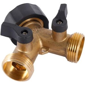 Robinet Double Machine a Laver, Répartiteur Raccord Robinet Tuyau d'Arrosage en Y 2 Voies pour Tuyaux d'Alimentation 3/4"", Robinet Exterieur Jardin Double en Laiton Robuste - Neuf