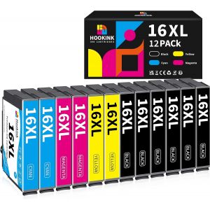 16Xl Cartouche D'Encre Compatible Pour Cartouche Epson 16Xl 16 Xl Cartouche D'Encre Pour Workforce Wf-2510 Wf-2750 Wf-2760 Wf-2660 Wf-2650 Wf-2630 Wf-2540 Wf-2530 (12 Pack) - Neuf