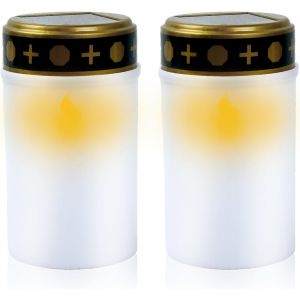 2 Pi&egrave;ces Eclairage Led La Lampe De Cimeti&egrave;re,Bougie De Tombe Pour Lampes,Blanc Bougie De Cimeti&egrave;re,Bougies Fun&eacute;raires &Agrave; Led,Cimeti&egrave;re Lumi&egrave;res Solaires,Pour Cimeti&egrave;re Avec &Eacute;clairage Led - Neuf