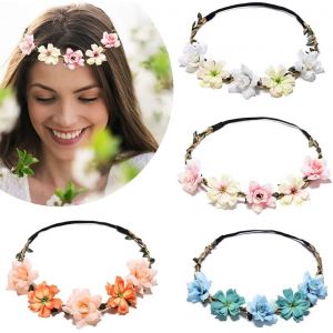 4 Pi&egrave;ces Couronnes De Fleurs Bandeau, Florale Bandeaux Femme Guirlande De Fleur Boh&ecirc;me Headbands Floral Serre-T&ecirc;tes Ruban &Eacute;lastique Pour Filles F&ecirc;te Mariage Voyage S&eacute;ances Photo - Neuf