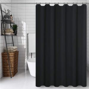 KALANKA-Rideau de Douche Anti Moisissure Lavable Tissu en Polyester Baignoire Shower Curtain 180 x 200 cm Noir - Neuf