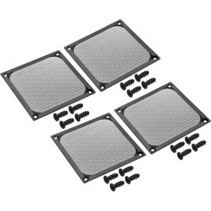 120mm Ventilateur Filtre Grilles avec Vis, 4 Colis Aluminium Cadre INOX Acier Maille Housse étanche Poussière pour Ordinateur étui, Noir.[S1280] - Neuf