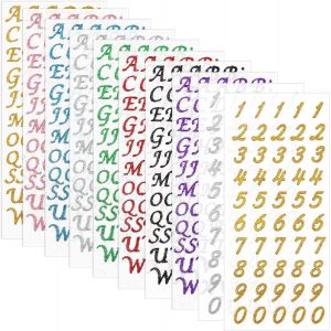 10 Feuilles Autocollants De Nombre De Paillettes Sticker D'alphabet Coloré Étiquette De Lettres Auto-Adhésif Sticker De Paillette D¿Estampage À Chaud De Carte De Voeux Pour Décor De Maison - Neuf