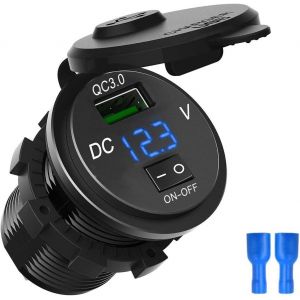Charge Rapide 3.0 Usb Chargeur De Voiture Prise Affichage Numérique Voltmètre Usb Chargeur Socket Avec Interrupteur On-Off Pour Voiture Marine Vtt Moto (Color : Blue) - Neuf