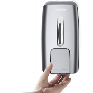 Distributeur Mural de Savon,Distributeur Manuel de Savon sans perçage,Distributeur de Gel Douche et de shampoing avec fenêtre Transparente,pour salles de Bains et Cuisines,800 ML- Argenté - Neuf