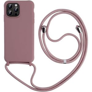 Kal-Collier Pour Iphone 16 Pro Coque Silicone Liquide Bumper Housse Pour Iphone 16 Pro Lanière Avec Cordon Réglable Longueur Chaîne Lanyard Case Housse Étui Pour Iphone 16 Pro, Or Rose - Neuf
