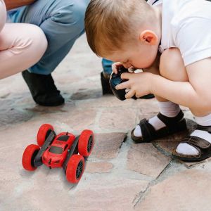 Double-sided Stunt Remote Control Car 360-degree Tumbling Stagger Arm Car Lights Drift Off-road Car Children's Toy Car-Rouge - Neuf