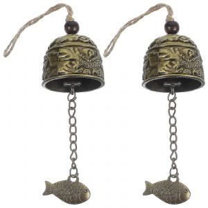 2Pcs alliage carillon éolien cloche de jardin cloche pendentif ornement pour porche jardin fenêtre - Neuf
