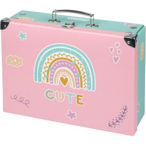 nzqaf-Valise pour Enfants - Mallette en Carton pour Jouets et Fournitures Scolaires, Pliable avec Poignée en Métal, Arc-en-Ciel - Neuf