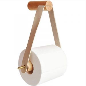 Porte-rouleau de papier toilette créatif en bois, rangement pour salle de bain, distributeur d'essuie-tout, boîte pour papier toilette, accessoires de salle de bain (blanc) - Neuf