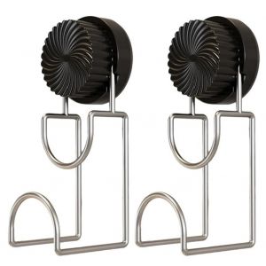 Support &Agrave; Crochets Pour Lavabos &Agrave; Aspiration,Crochets Muraux Imperm&eacute;ables Pour Suspendre Pour La Cuisine,La Salle De Bain,La Douche,Support De Rangement &Agrave; Domicile.2 Pcs Black. - Neuf