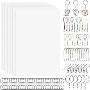 Kit De Feuilles De Plastique R&eacute;tractables 170 Pcs,Papier Avec 15 Feuilles De Feuilles R&eacute;tractables,Pour L'artisanat Fabrication De Bijoux Bricolage, - Neuf