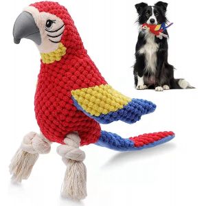 (Loro) Farcis De Parrot Haut Dans Les Aigus Pour Un Chien, En Peluche De Coton Avec Jambes Nouées, Jouet Interactif Pour La Mastication Et De La Lecture, De Cadeau D'anniversaire Pour Les Petites Races, Moyennes Et Grandes. - Neuf