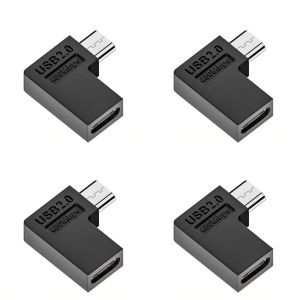 Lot De 4 Adaptateurs Usb C Vers Micro Usb, Micro Usb Mâle Vers Usb C Femelle 90 Degrés Vers La Gauche, Prend En Charge La Synchronisation Des Données De Charge[Z960] - Neuf