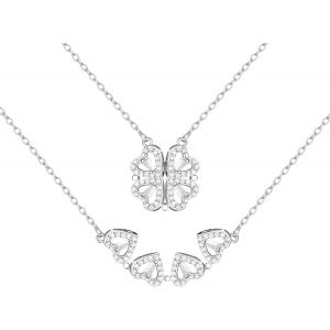 Collier En Forme De Coeur &Agrave; Quatre Feuilles, Collier Magn&eacute;tique Coeur, Lucky Pendentif Coeur, Collier Coeur Ouvrable Pour Femmes Filles Hommes Or Argent Or Rose - Neuf