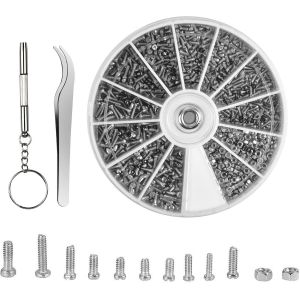 KAL-1000Pcs Vis Lunette De Soleil Kit De Réparation De Lunettes Sortes De Petites Vis, Lunettes Optique Lot D'Outil De Réparation Avec Tournevis Et Pince À Épiler Pour Montre Et Réparation Électroniq - Neuf