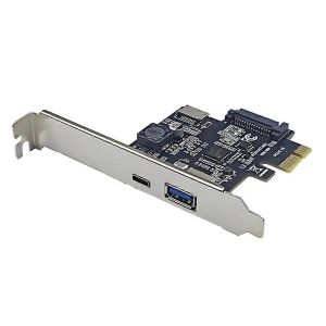 Carte adaptateur frontale PCI-E 1X vers USB3.2 GEN1 USB-A+Type-C+TYPE-E PCIe vers Type-C Type-E USB3.2 5Gbps Ex - Neuf