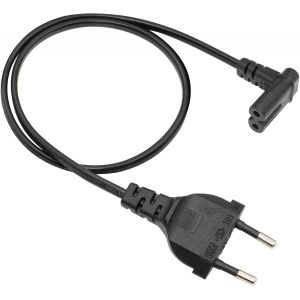 Euro Male to C7 Female Power Cable 2 Pole 90 Degree EU Male to Euro Dual Female C7 Figure of 8 Power Cable,0.5m - Neuf