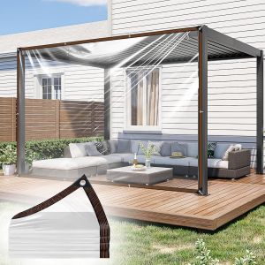 MEVRONISSHOP-B&acirc;che Transparente avec Oeillets, 2 x 5m B&acirc;che Ext&eacute;rieure Imperm&eacute;able, R&eacute;sistante aux UV, Resistente Alle Intemperie pour Serres, Jardins, Balcons, Chantiers et Toits de Clapiers - Neuf