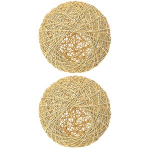 Lot De 2 Abat-Jour Suspendus En Rotin Tress&eacute; Pour Lampes De Plafond - Neuf