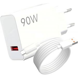 LORANKA-90W Chargeur Rapide avec C&acirc;ble USB C 2M, Chargeur 90W HyperCharge Compatible Note 13/14/14 Pro 5G, 13/14/15 Ultra/13T/13 Lite/POCO F7/F6/X7 Pro - Neuf