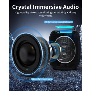 Haut-Parleur Bluetooth, Ipx7 &Eacute;tanche Et Portable Avec Audio Immersif De 15 W, 30 Heures De Lecture, Lumi&egrave;re Led, Bluetooth 5.3, Prend En Charge Tws, Haut-Parleurs Sans Fil Pour Le Camping En - Neuf